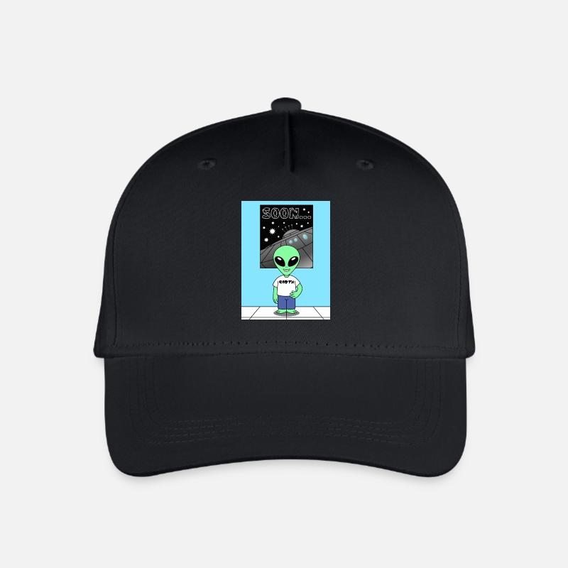 Außerirdischer vor Raumschiff Earth - Kinder Bio Basecap - Schwarz