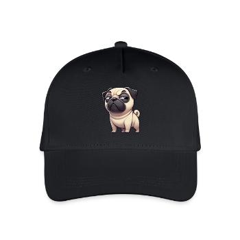 Chien de dessin animé sceptique drôle carlin - Casquette de baseball bio Enfant - noir - Devant