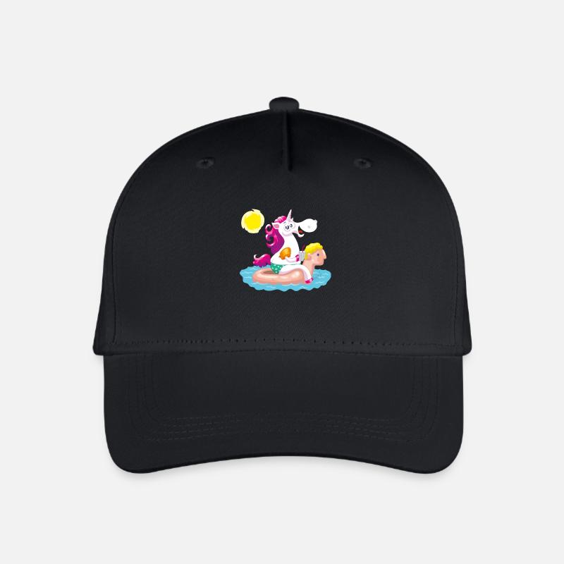Einhorn Wassertier aufblasbar - Kinder Bio Basecap - Schwarz