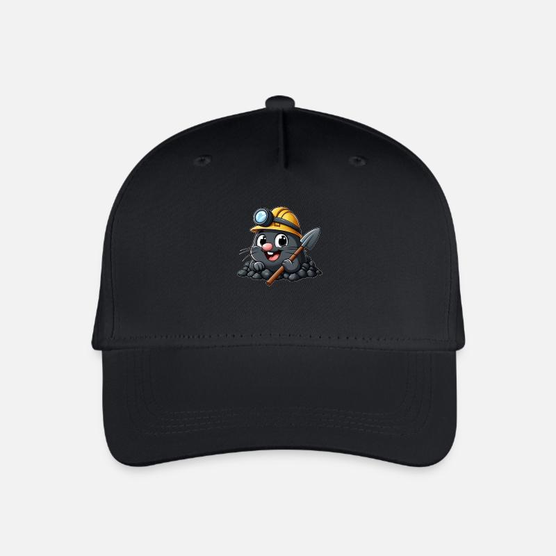 Funny mole with helmet - Organic Kids’ Baseball Cap - black