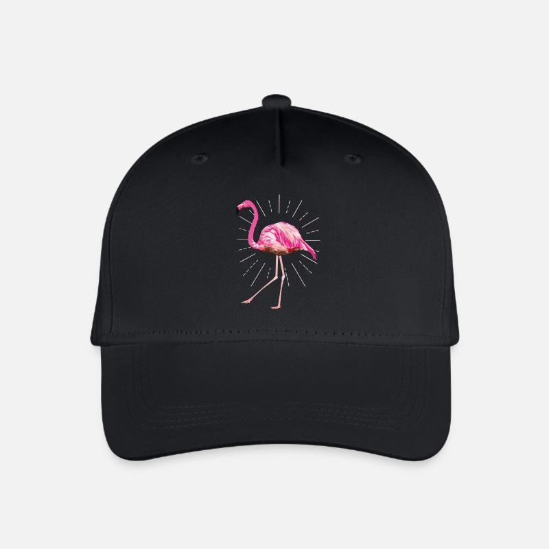 Flamingo Poly Strahlen pink rosa Vogel Sommer - Kinder Bio Basecap - Schwarz
