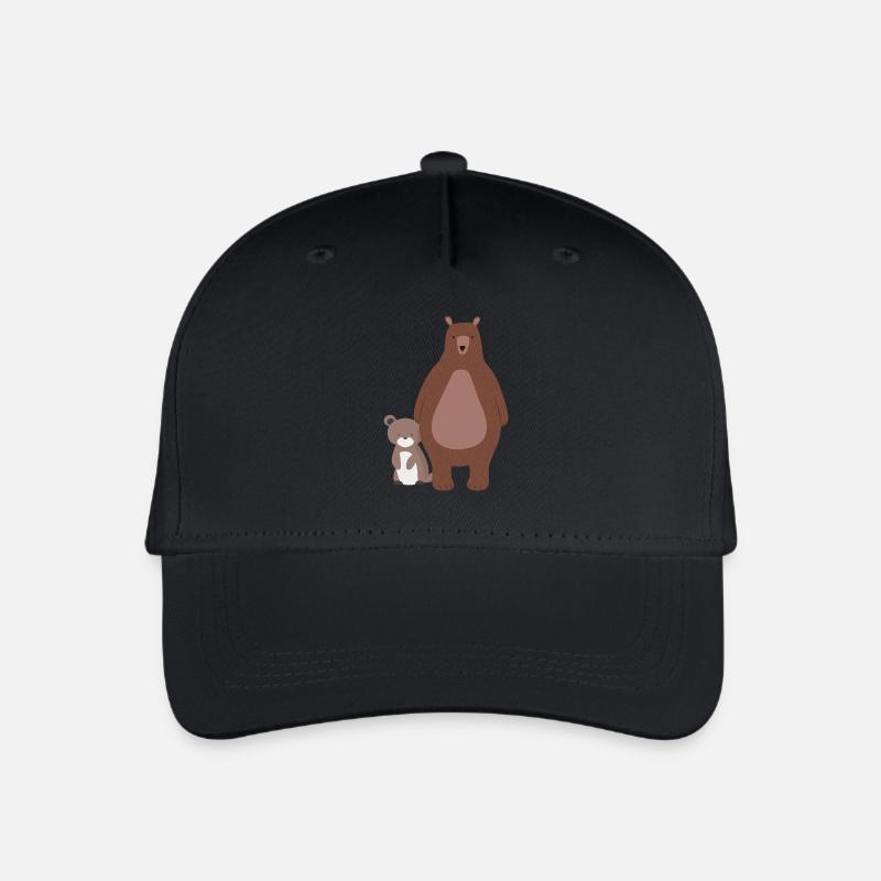 Mama Bär oder Papa Bär mit Babybär Bärchen - Kinder Bio Basecap - Schwarz