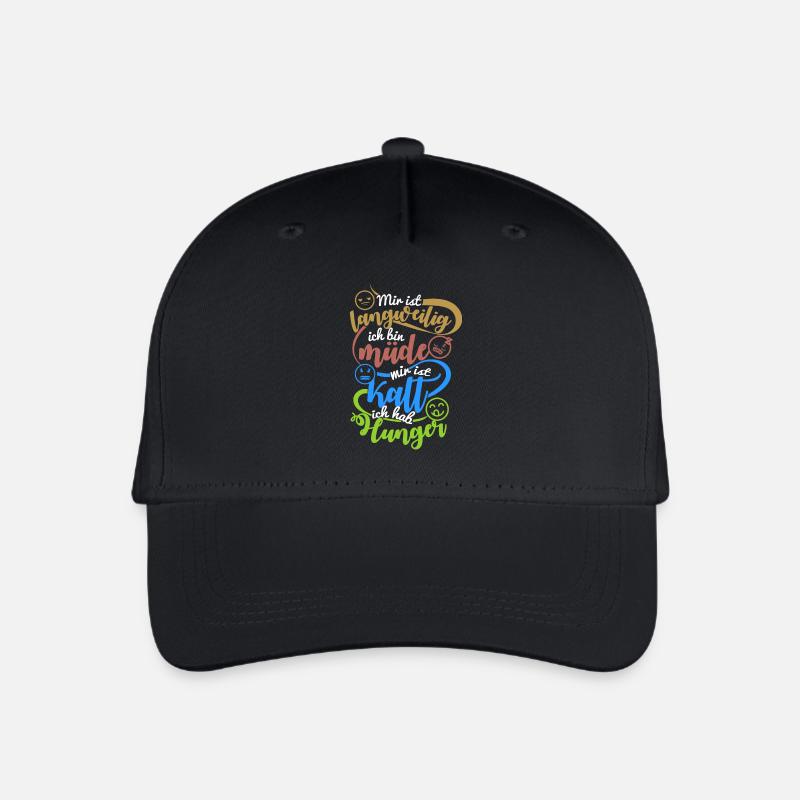langweilig ich bin müde mir ist kalt ich Hunger - Kinder Bio Basecap - Schwarz