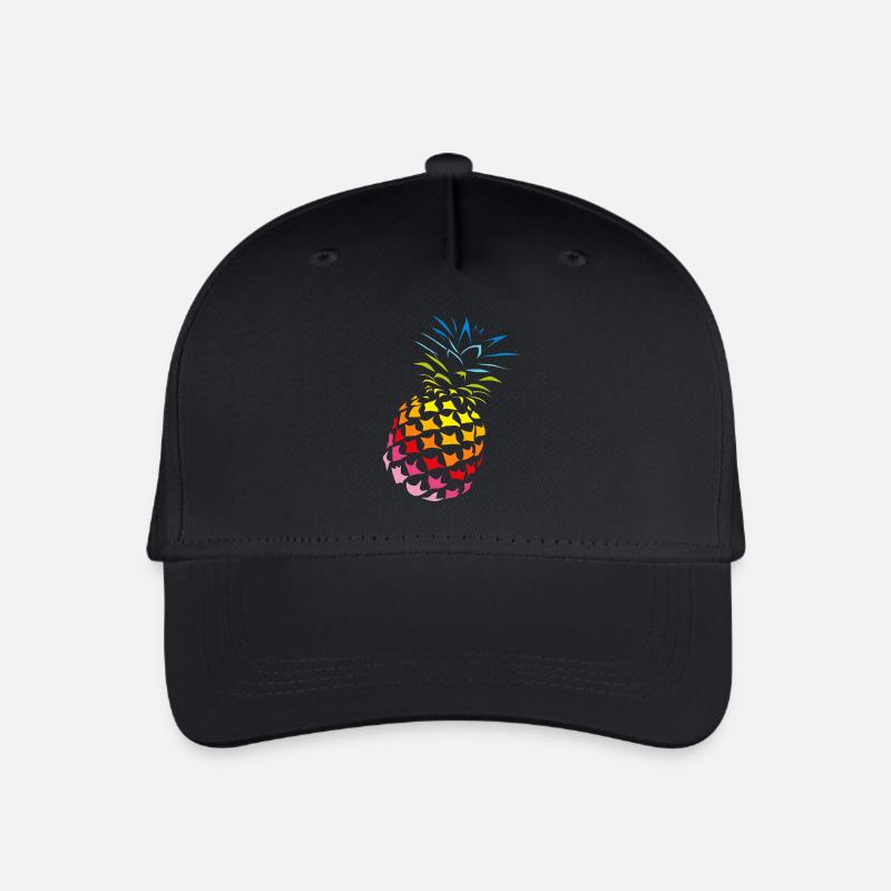 Ananas Regenbogen Farben - Kinder Bio Basecap - Schwarz