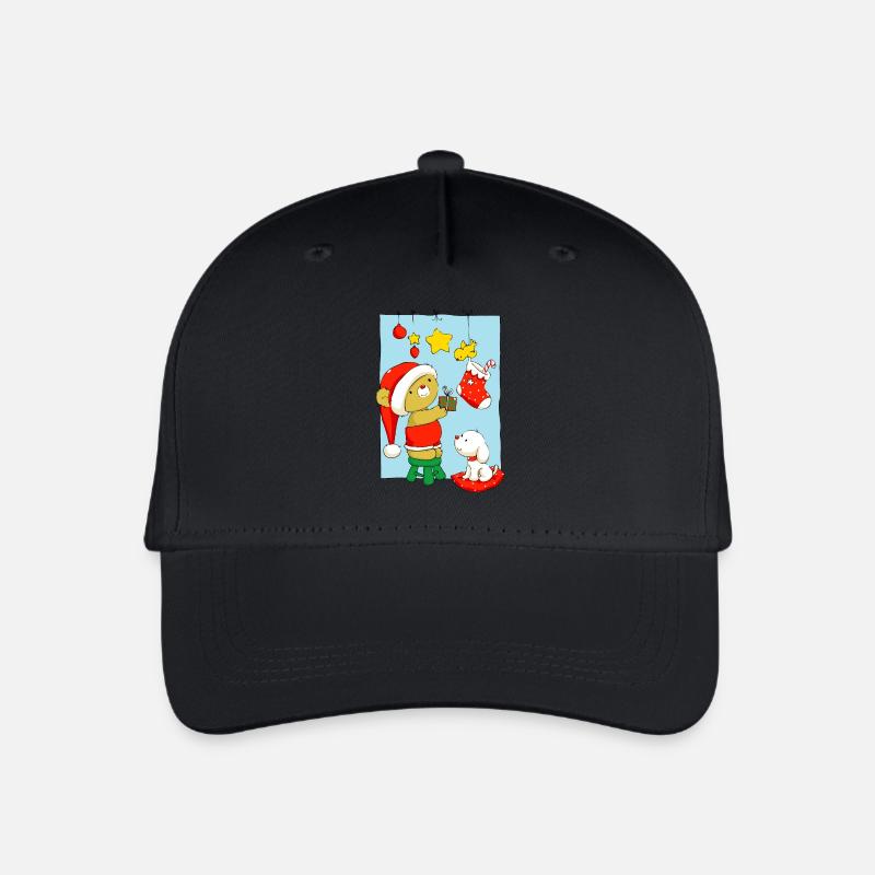 Christmas Bear doing Christmas decorations - Kinder Bio Basecap - Schwarz