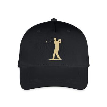 Golfer Abschlag Silhouette - Herren Design - Kinder Bio Basecap - Schwarz - Vorne