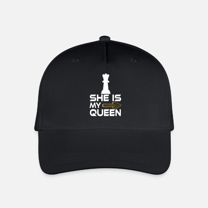 she is my queen text chess lover - Organic Kids’ Baseball Cap - black
