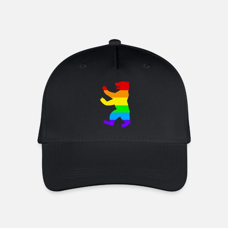 Berliner Bär / Pride Bear / Regenbogen - Kinder Bio Basecap - Schwarz