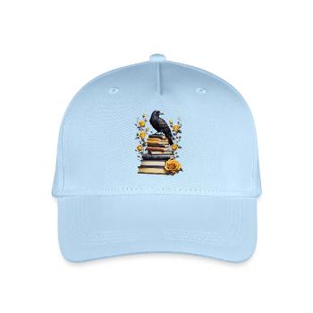 Bücherstapel mit Rabe - Kinder Bio Basecap - Hellblau - Vorne