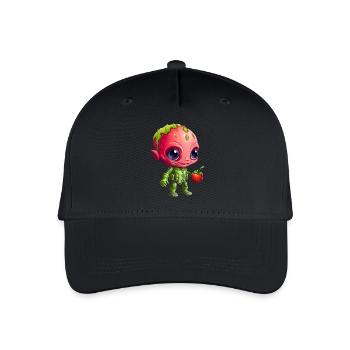 Strawberry Alien: Green & Red in Interaction - Organic Kids’ Baseball Cap - black - Front