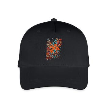 Herbst Blumen mit Nüsse - Kinder Bio Basecap - Schwarz - Vorne