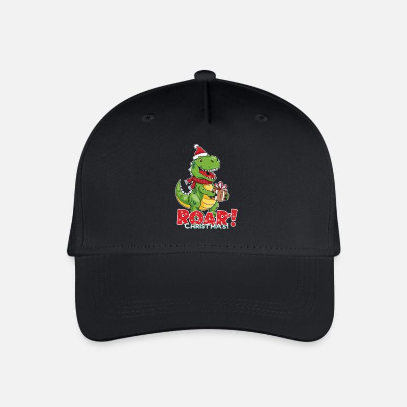 Weihnachtlicher Dinosaurier – ROAR - Kinder Bio Basecap - Schwarz