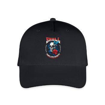 Skull Skull Butterfly Rose Flower - Organic Kids’ Baseball Cap - black - Front