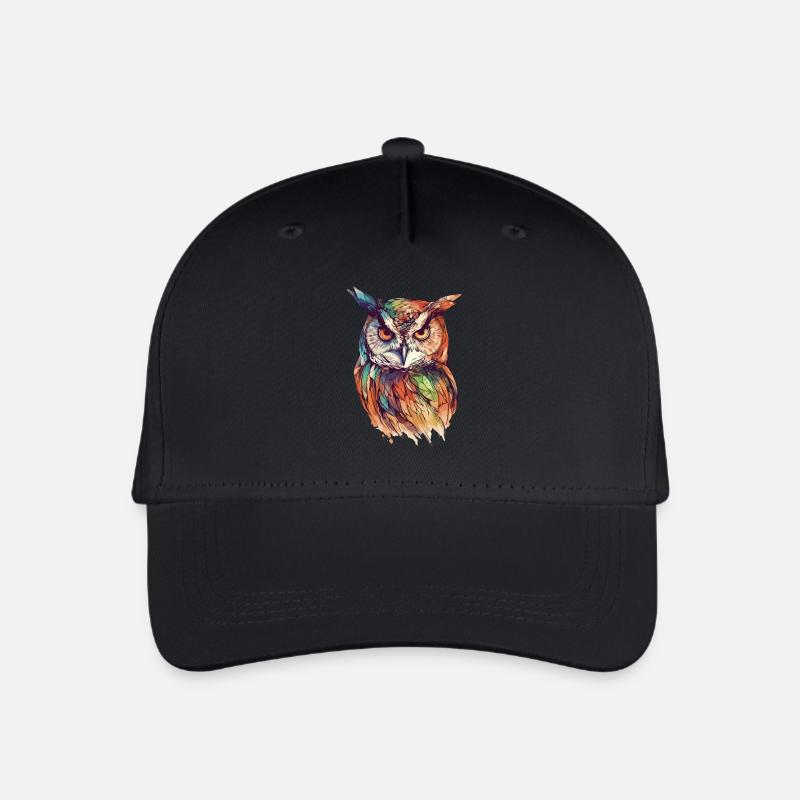Eule Uhu Vogel Nachtvogel Tier Nacht Mond Natur - Kinder Bio Basecap - Schwarz