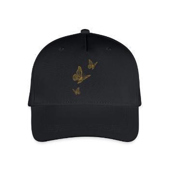 Filigrane Schmetterlinge Sommer gold - Kinder Bio Basecap - Schwarz - Vorne