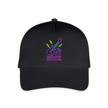 Neon Rock Vibes – Buntes Gitarren-Design - Kinder Bio Basecap - Schwarz - Vorne