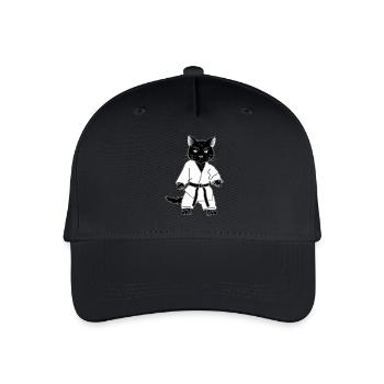 Karate Cat in Black Belt - Organic Kids’ Baseball Cap - black - Front