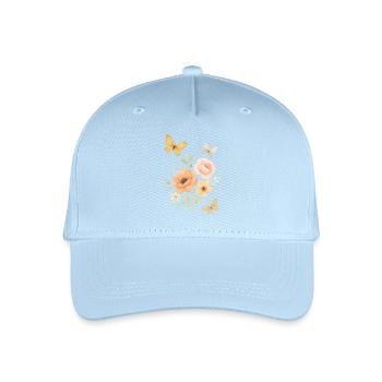 Pastellblumen Falter Motive - Kinder Bio Basecap - Hellblau - Vorne