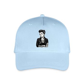 Rockabilly Pin-Up: 50s Outlaw Girl mit Tattoos - Kinder Bio Basecap - Hellblau - Vorne