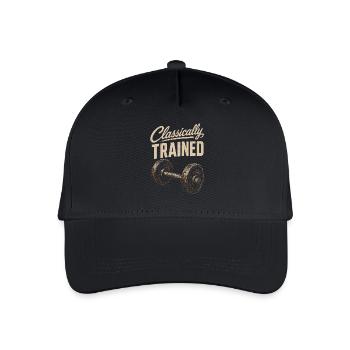 Klassisch Trainiert – Vintage Fitness-Design - Kinder Bio Basecap - Schwarz - Vorne