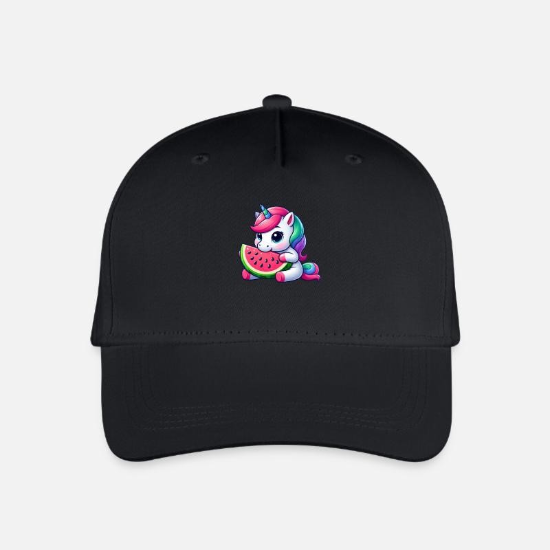 Süßes Einhorn Fruchtig Wassermelone - Kinder Bio Basecap - Schwarz