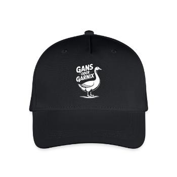 Gans oder garnix Gans und lustiger Spruch - Kinder Bio Basecap - Schwarz - Vorne