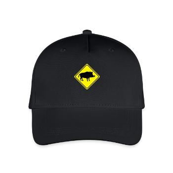 Warnung - Wild Schwein Keiler - 2 Farb Vektor - Kinder Bio Basecap - Schwarz - Vorne