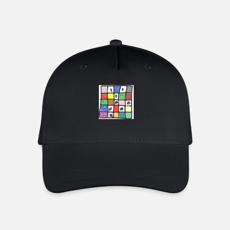buntes Quadrat in Quadrate aufgeteilt, mit zahlen - Kinder Bio Basecap - Schwarz