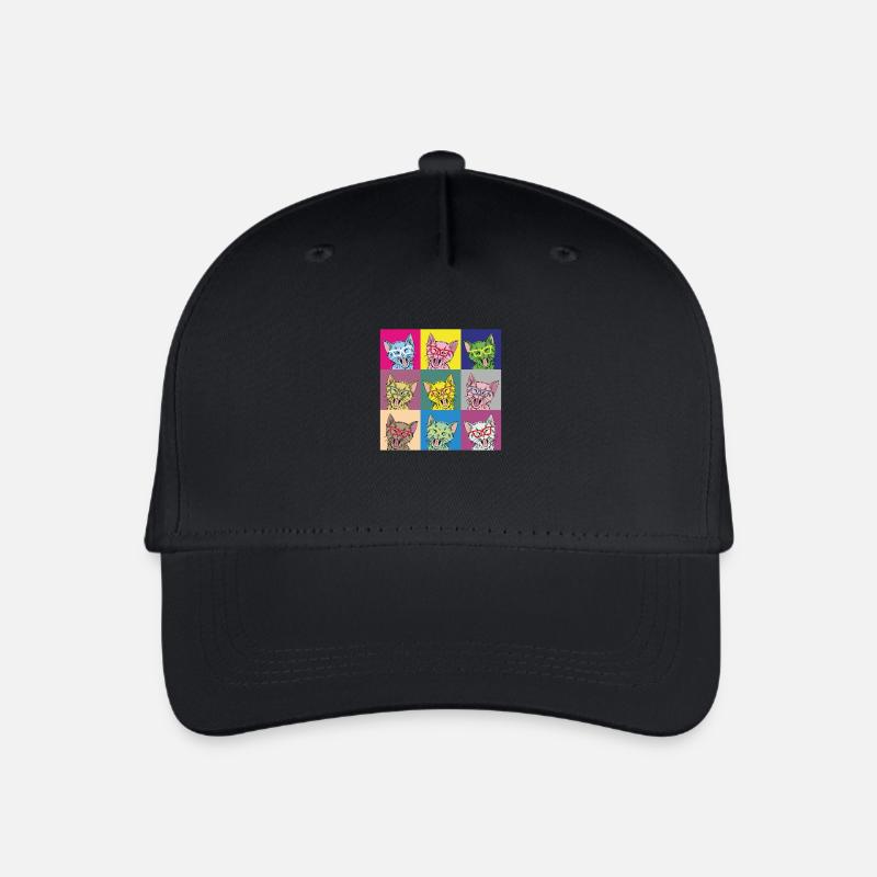 Katzen Pop Art - Kinder Bio Basecap - Schwarz