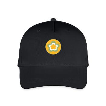 70s Flower Pattern - Organic Kids’ Baseball Cap - black - Front