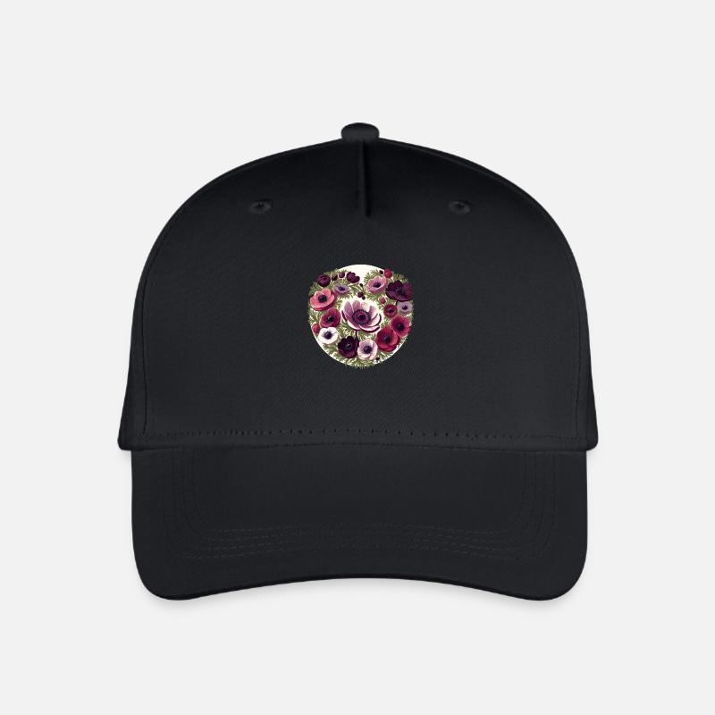 Lila Anemone - Kinder Bio Basecap - Schwarz