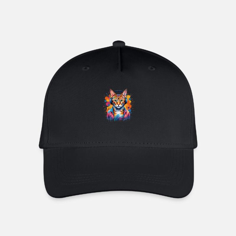 Kreativer Katzen DJ - Kinder Bio Basecap - Schwarz