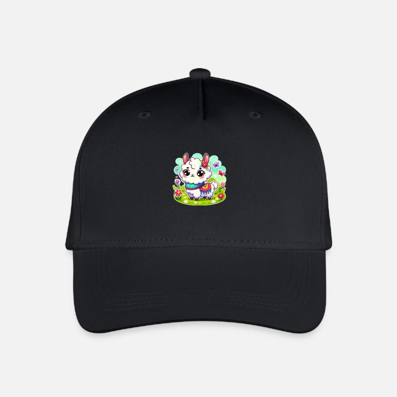 Süßes Lama - Kinder Bio Basecap - Schwarz