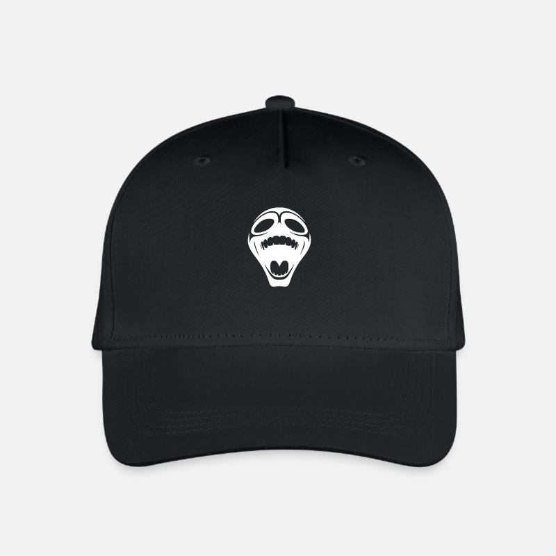 Halloween Schädel Maske mit fettem Grinsen - Kinder Bio Basecap - Schwarz