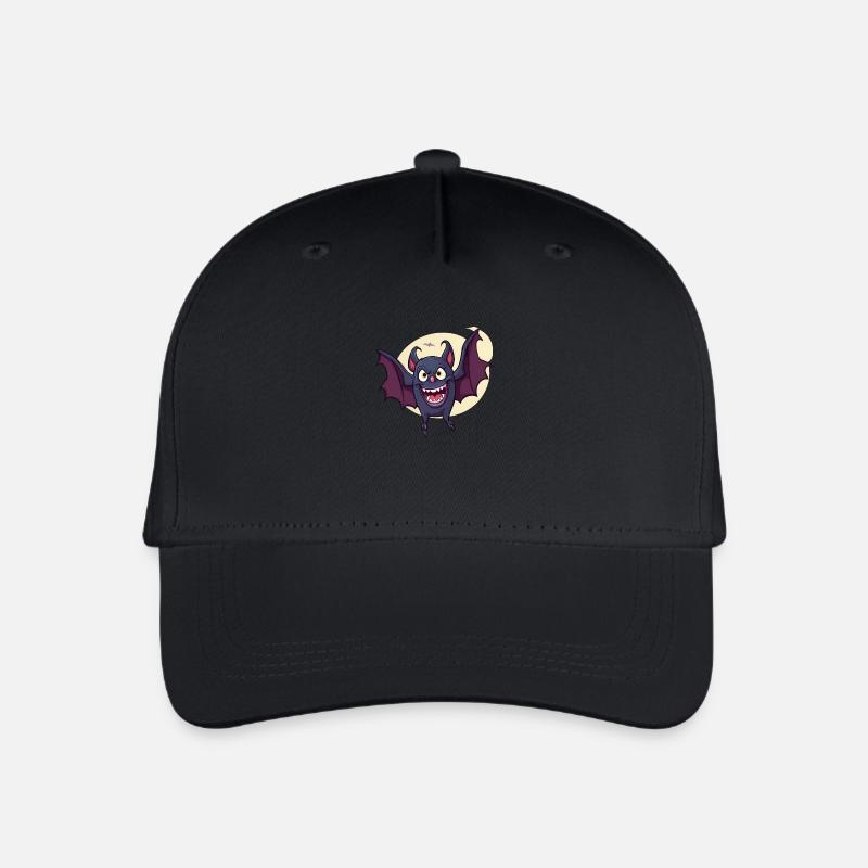 Halloween Fledermaus Mond - Kinder Bio Basecap - Schwarz
