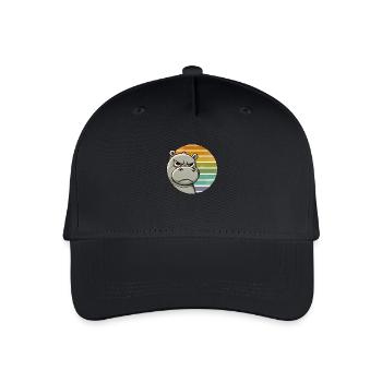 Mürrisches Nilpferd Retro Regenbogen Design - Kinder Bio Basecap - Schwarz - Vorne