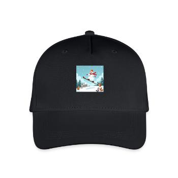 Winter adventure with the snowman – ski jumping - Organic Kids’ Baseball Cap - black - Front