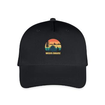 Angler am See mit Zelt - Wieder zuhause - Kinder Bio Basecap - Schwarz - Vorne