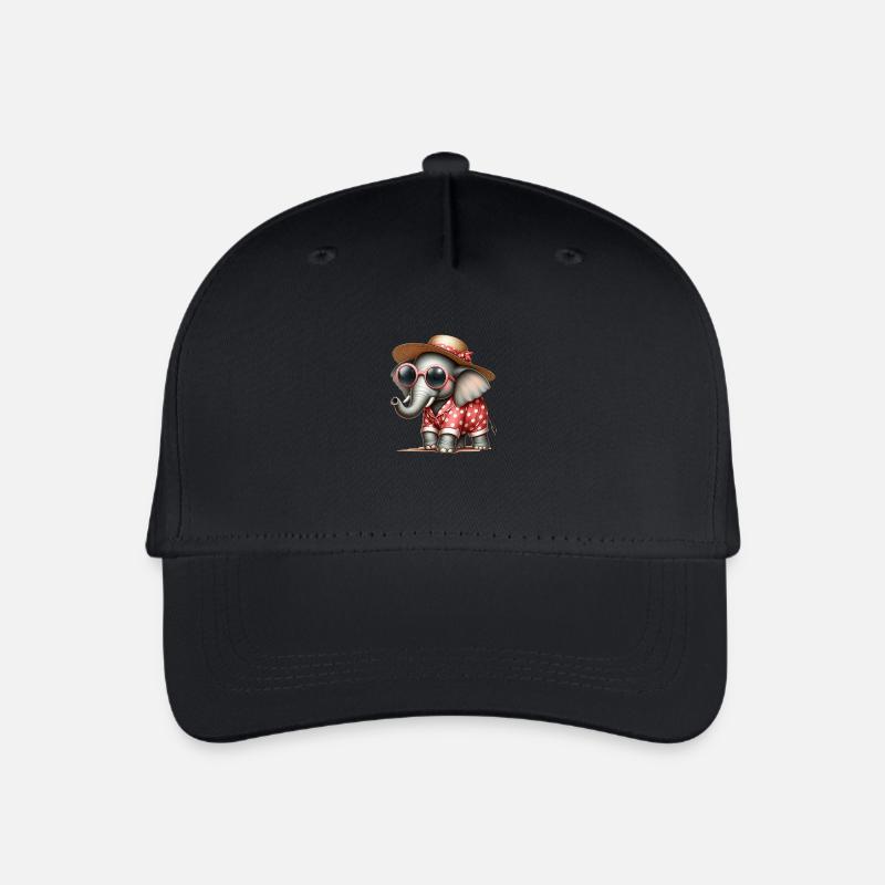 Elefant im Schlafanzug mit Sonnenbrille - Kinder Bio Basecap - Schwarz