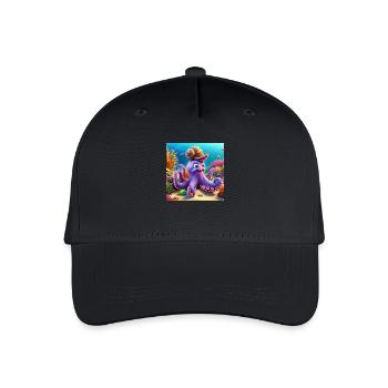 Squid with a funny snail in the reef - Organic Kids’ Baseball Cap - black - Front