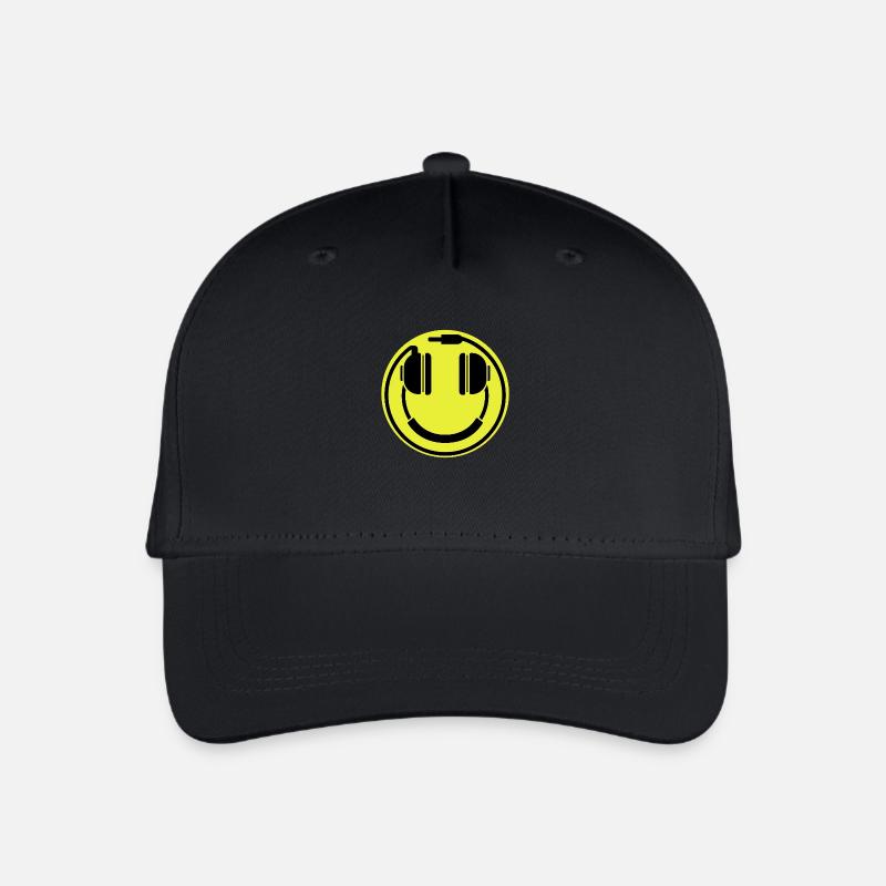 DJ Groove Kopfhörer Happy Face - Kinder Bio Basecap - Schwarz