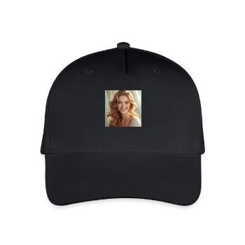 Beautiful Girl with Shiny hair - Organic Kids’ Baseball Cap - black - Front