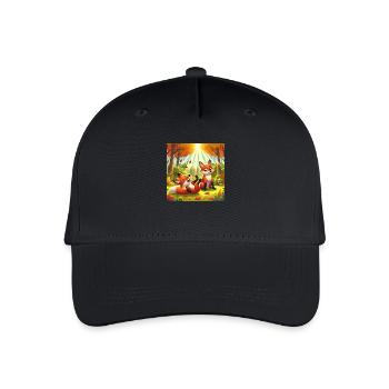 Mignons et joyeux petits renards dans la forêt - Casquette de baseball bio Enfant - noir - Devant