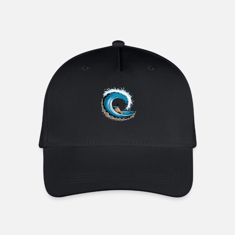 Friedliche Meereswelle mit Surf-Vibes - Kinder Bio Basecap - Schwarz