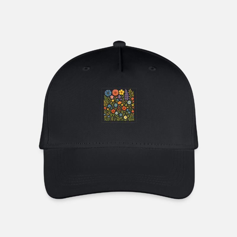 Blumen Flower - Organic Kids’ Baseball Cap - black