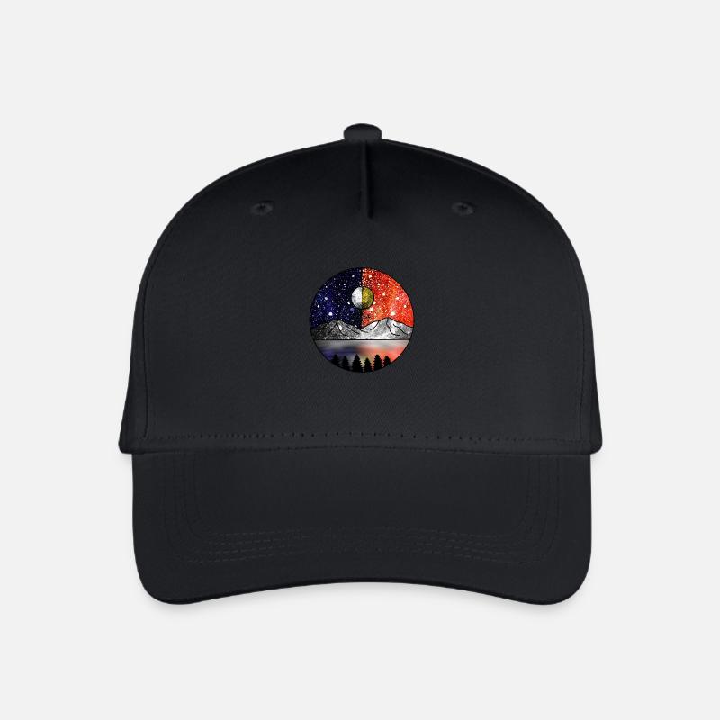 Kosmischer Tag und Kosmische Nacht - Kinder Bio Basecap - Schwarz