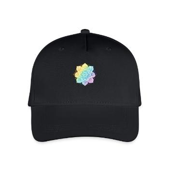 A T shirt design displays a mandala in vivid ra - Kinder Bio Basecap - Schwarz - Vorne