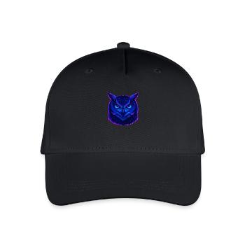 Neonblaue Eule mit intensivem Blick - Kinder Bio Basecap - Schwarz - Vorne