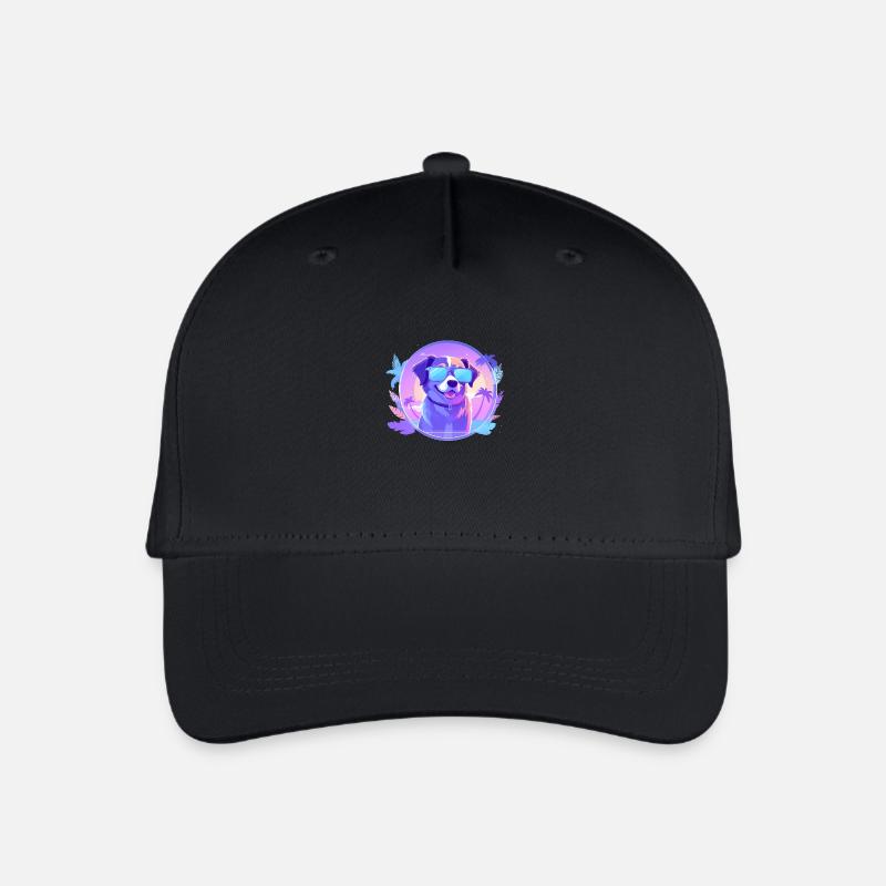 Coole Sommer-Vibes 80er Cyber Sonnenbrillen Hund - Kinder Bio Basecap - Schwarz
