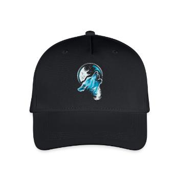blauer Wolf Mond jaulen Illustration Waldtiere - Kinder Bio Basecap - Schwarz - Vorne
